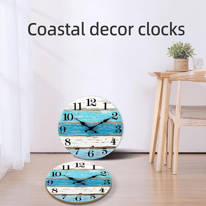 CHYLIN Wall Clock Beach Decor 12 Inch Coastal Nautical Ocean Clocks - Image 4