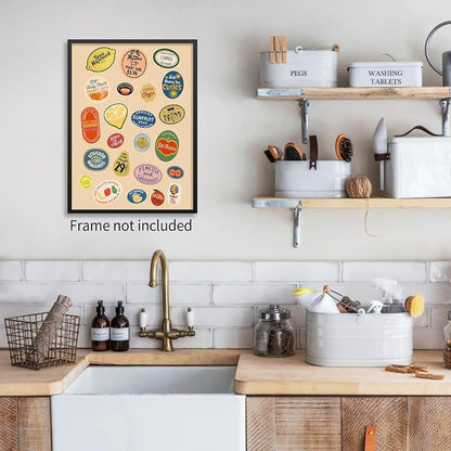Trendy Kitchen Canvas Wall Art Vintage Fruit Market Pictures Prints Retro Food - Image 5