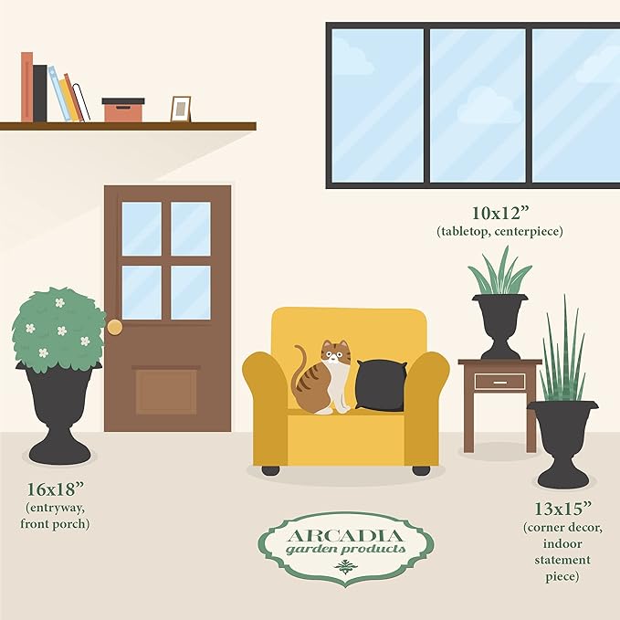 PL00BG Classic Traditional Plastic Urn Planter Indoor/Outdoor, 16" x 18", Beige