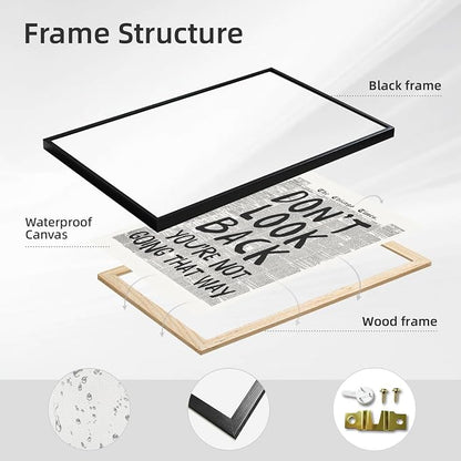 Framed Retro Newspaper Wall Art Trendy Black and White Poster Dont Look Back - Image 2