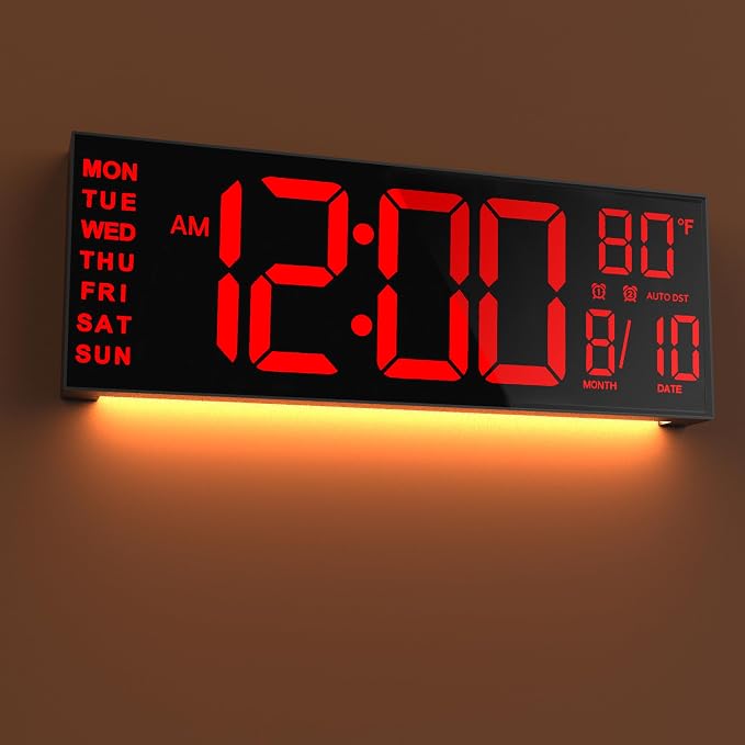JALL 16" Large Digital Wall Mount Clock, Count Down Timer, Big LED, Temperature by JALL