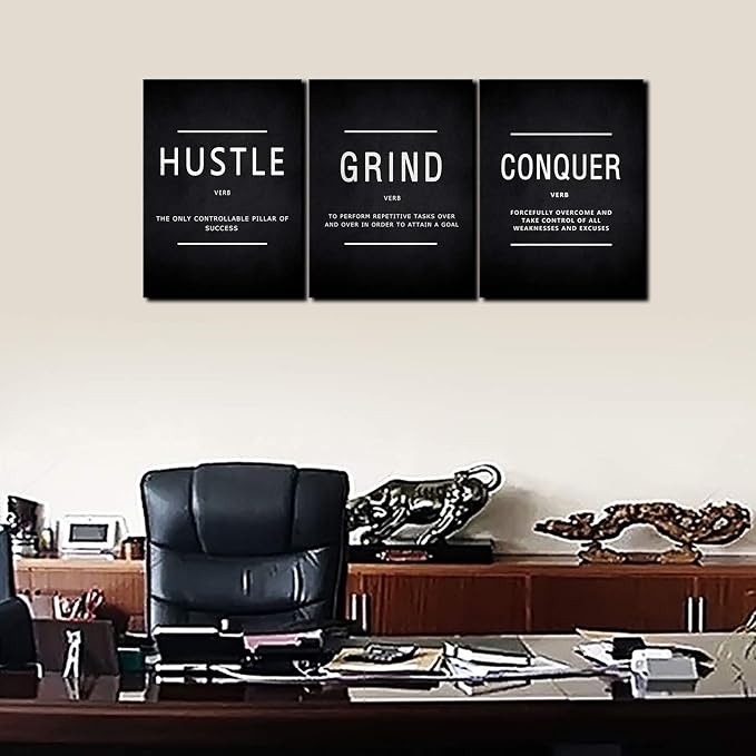 KAWAHONE Success Quotes Wall Art, Grind Hustle Conquer Motivation Wall Poster - Image 4