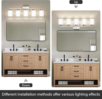 FonmYim Brushed Nickel Bathroom Light Fixtures, 5-Light Modern Vanity Light - Image 4