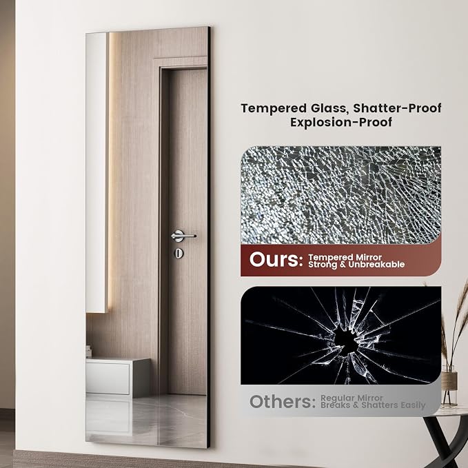 Kosmonia 71x28 Frameless Full Length Silver Coating Mirror w/Distortion Free - Image 7