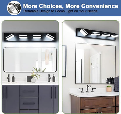 360° Rotate LED Bathroom Vanity Light Fixtures, 1600LM Acrylic Matte Black - Image 6