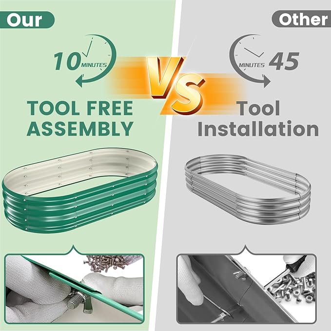 Galvanized Raised Garden Beds for Gardening - 60 x 32 x 12 inch Oval Metal Planter Boxes Above Ground Outdoor for Vegetables,Flowers,Herbs, Garden Container Green (1, 5X2.7X1FT)