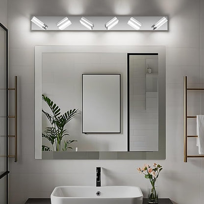 Modern LED Bathroom Lights Fixtures 6-Light, Stainless Steel Chrome Acrylic - Image 7
