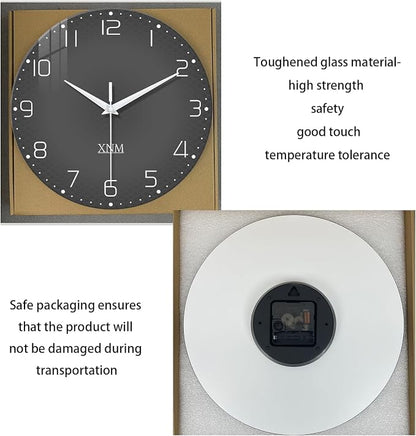 XNM Modern Glass Minimalist Wall Clocks Battery Operated 12 Inch Analog Dark - Image 6