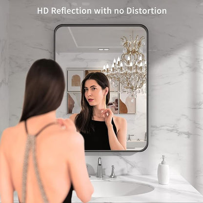 LOAAO Black Metal Framed Bathroom Mirror - Image 2