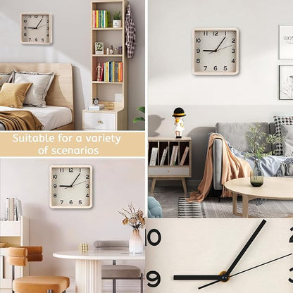 Maxspace Wooden Wall Clock, 8 Inch Non-Ticking Silent Square Wall Clock - Image 5