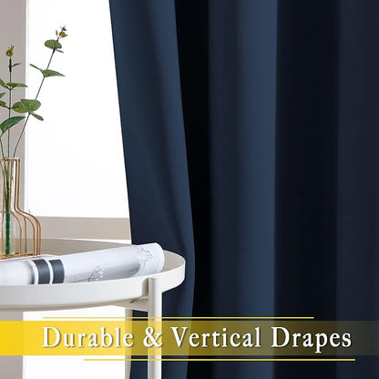 NICETOWN Navy Blue Blackout Room Divider Curtains 90 inch Length, Grommet - Image 5