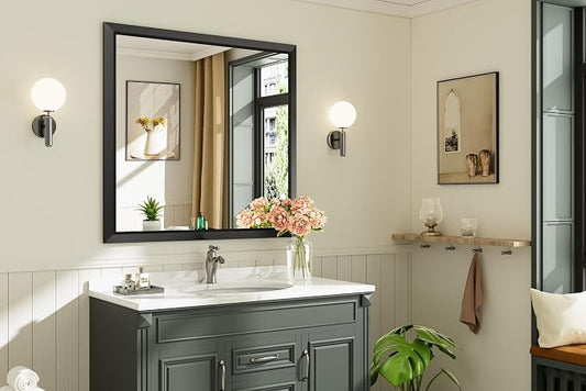 Briivue 40x38 Inch Black Bathroom Mirror - Image 2