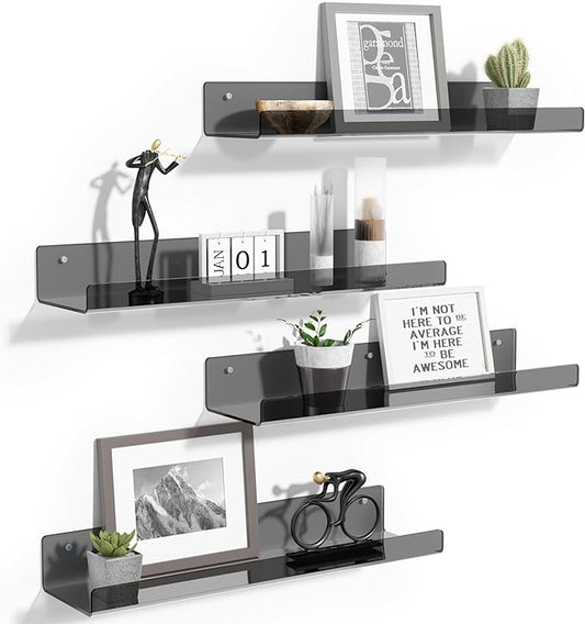 upsimples Acrylic Shelves for Wall Decor, Living Room, Floating Bookshelves for by upsimples