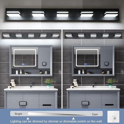 SineRise LED Modern Bathroom Vanity Light Fixtures, Matte Black Modern Acrylic - Image 3