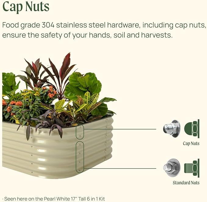 Vego garden Raised Garden Bed Kits, 17" Tall 9 in 1 8ft X 2ft Metal Raised Planter Bed for Vegetables Flowers Ground Planter Box-Olive Green