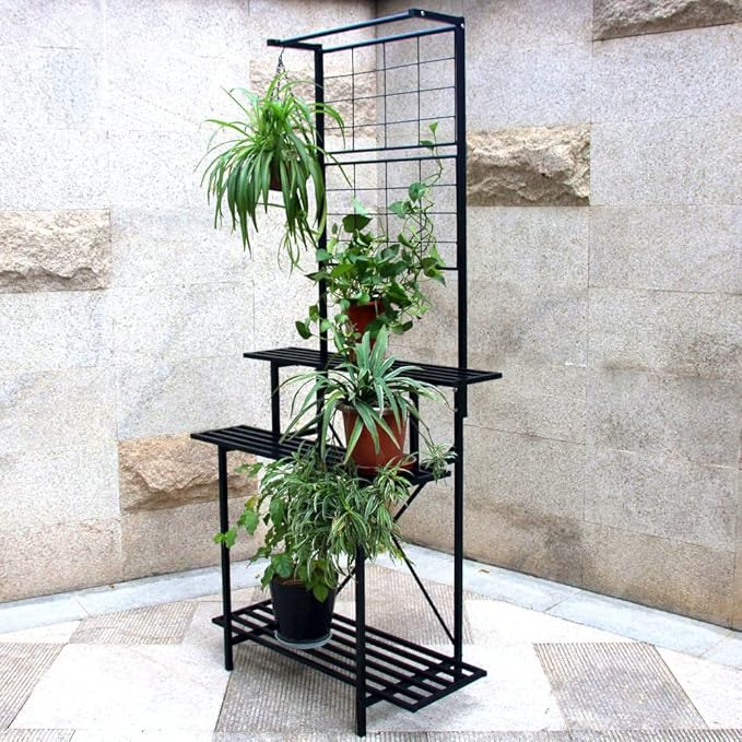 Hanging Plant Pot Shelf Rack Heavy Duty Plant holder Trellis,Multi Layer Plant Stand for Home, Garden, Balcony