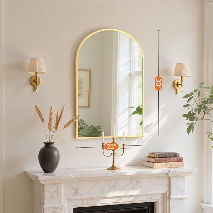 NEWBULIG 22X30 Inch Arched Bathroom Mirror - Image 5