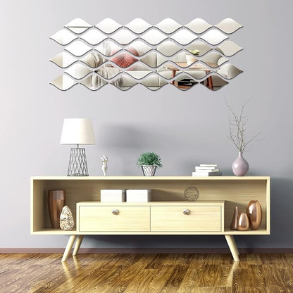 Weysat 30 Pcs Mirror Wall Stickers Decor Acrylic 3D Tear Drop Decorative - Image 6
