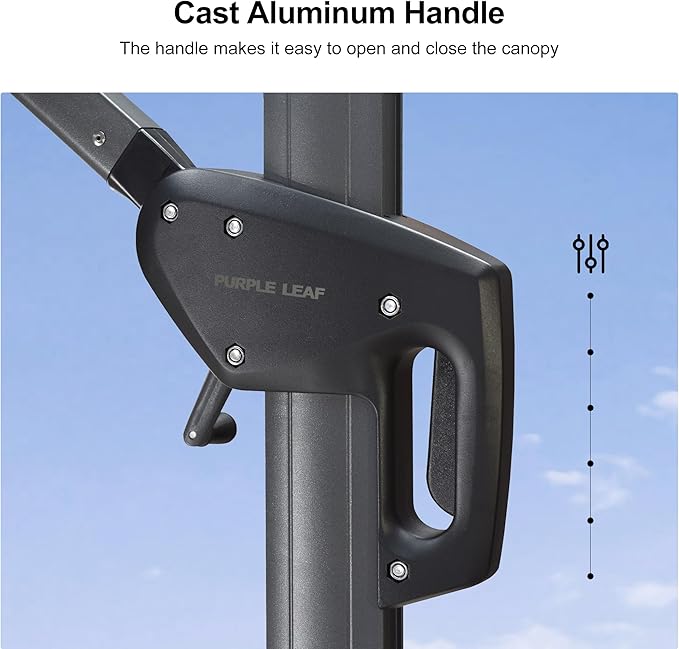 PURPLE LEAF 10 Feet Patio Umbrella with Base Outdoor Cantilever Round Umbrella Aluminum Offset Umbrella with 360-degree Rotation for Garden Deck Pool Patio Light Grey