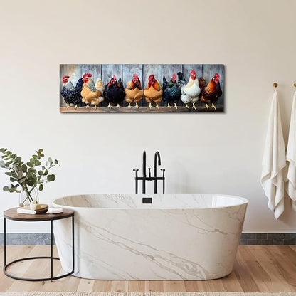 Large Farm Chicken Wall Art Rooster Kitchen Wall Decor Rustic Farmhouse Coop - Image 4