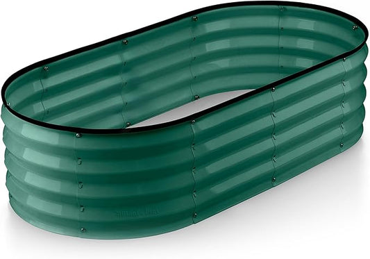 Galvanized Raised Garden Beds Outdoor // 4×2×1 ft Planter Raised Beds for Gardening, Vegetables, Flowers // Large Metal Garden Box (Dark Green) // Patented Tool-Free Design