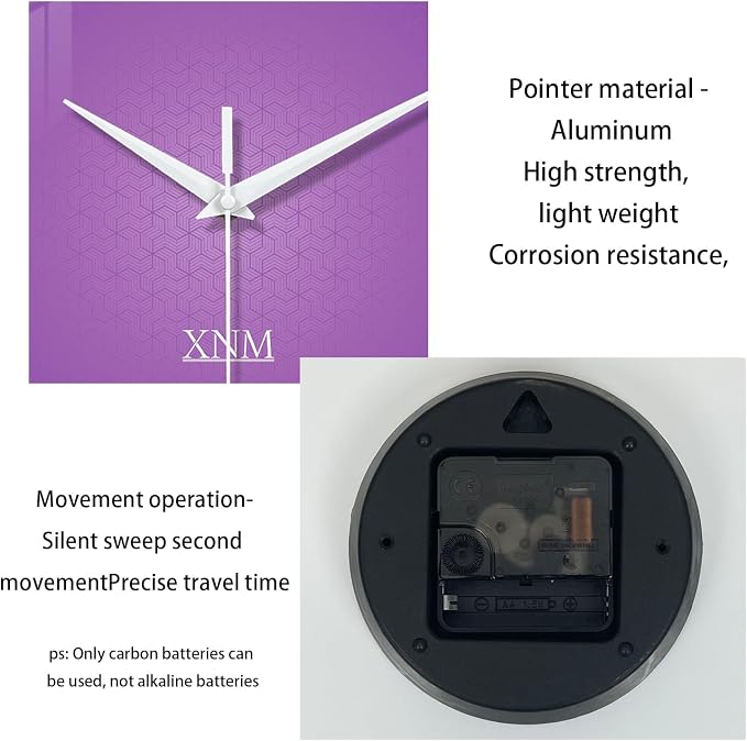 XNM Round Purple Wall Clock for Women 14 Inch Minimalist Wall Clocks for - Image 7