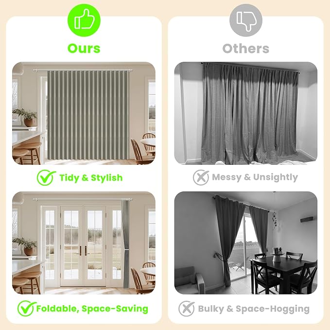 AJAZZ Blackout Accordion Door Curtain 98"x78" Grey - Image 2