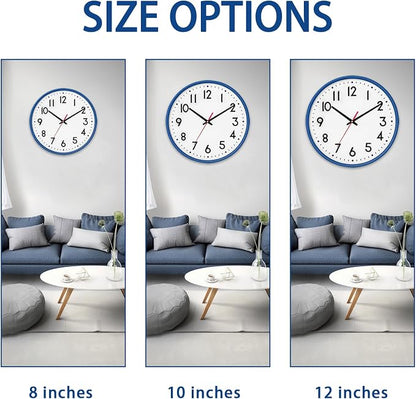 HZDHCLH Wall Clock Blue, Silent Wall Clocks Battery Operated 12 Inch Modern Non - Image 3