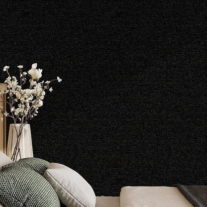 SHUFA Gold Black Cotton-Like Textured Grasscloth Wallpaper Matte Thick Real - Image 6