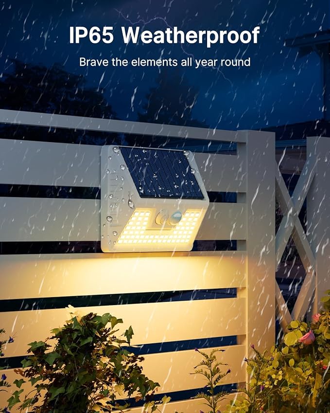 12 Pack Solar Lights Outdoor Motion Sensor, Waterproof Fence Lights with 3 Lighting Mode, Warm White LED Deck Lights for Outside Wall Yard Steps Stairs Garden - White
