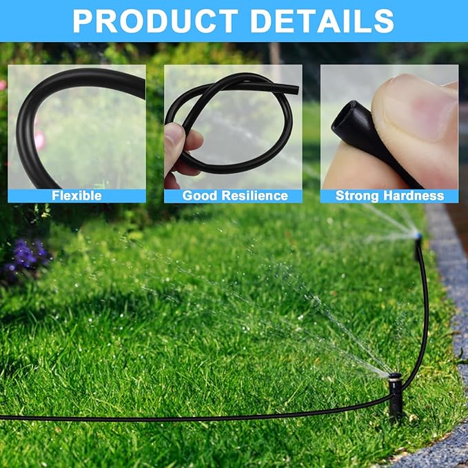 1/4 PE Drip Irrigation Tubing, 100FT Drip Irrigation Hose, Push-To-Connect Compatible- Misting Tubing or Blank Distribution Tubing for DIY Garden Irrigation Hydroponics System