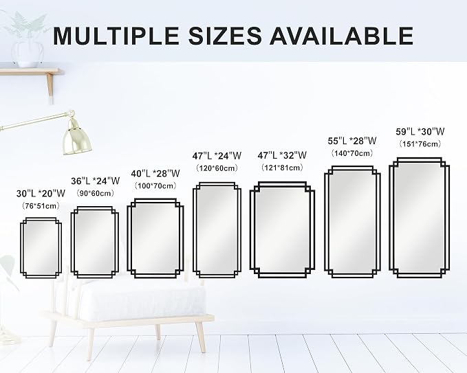 32" x 47" Large Wall Mirror for Living Room Decor, Horizontal/Vertical Hanging - Image 9