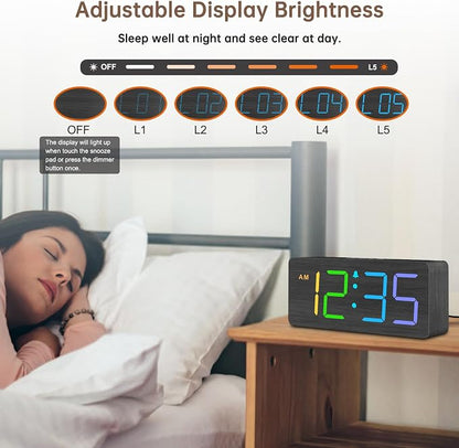 DreamSky Wooden Digital Clock for Bedroom Desk - Image 5