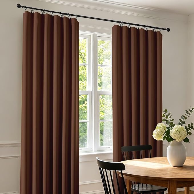 CUCRAF Brown Blackout Curtains 72 inch Length 2 Panels Set, Rod Pocket Room - Image 3