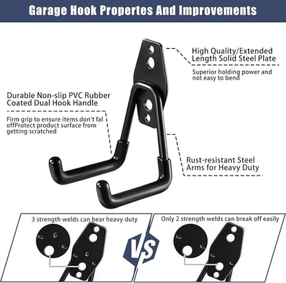 KOFANI Garage Hooks Heavy Duty, 12 Pack Anti-Slip Coating Garage Wall Storage - Image 3