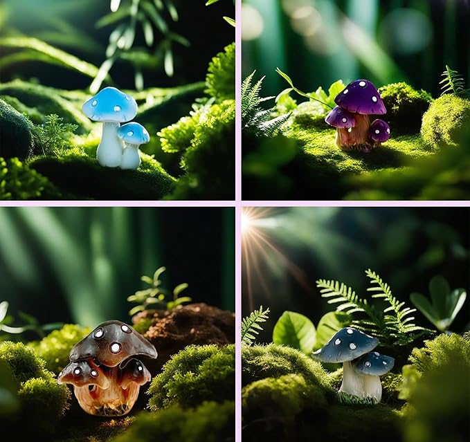 12 Pcs 1.5 to 1.8 Inch Resin Mushroom,Cute Mushrooms Fairy Garden Mushrooms Ornaments for Outdoor Decoration,Home Décor,Cake Decoration,DIY Bonsai Craft …