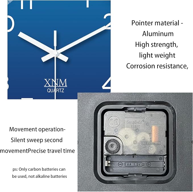 XNM Modern Analog Wall Clocks Battery Operated Navy Blue Wall Clock - Image 7