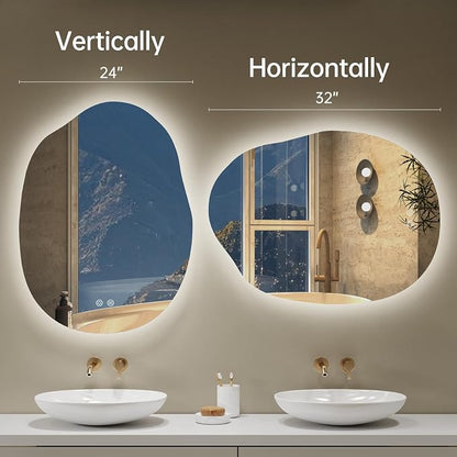 LOVESPEJO Irregular Backlit Mirror Bathroom 24x32 Inch, Asymmetrical LED - Image 9
