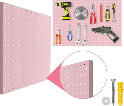 Peg Board, 4 Pack Metal Pegboard Panels Pink Pegboards Wall Organizer - Image 3