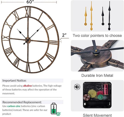 60 Inch Large Wall Clock for Living Room Decor – Easy-Assembly Silent - Image 2