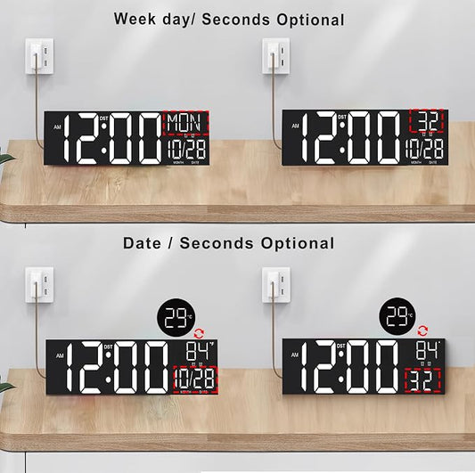 JALL 30" Large Digital Wall Mount Clock - Image 2