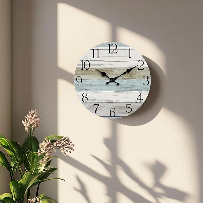 Wall Clock, Silent Non Ticking Wall Clocks Battery Operated, Rustic Wooden - Image 3