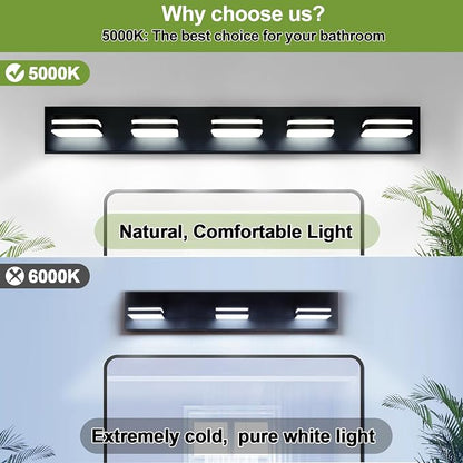 360° Rotate LED Bathroom Vanity Light Fixtures, 2100LM Acrylic Matte Black - Image 4