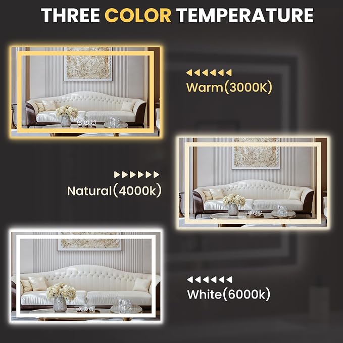 LOAAO 62"x36" LED Bathroom Mirror - Image 5