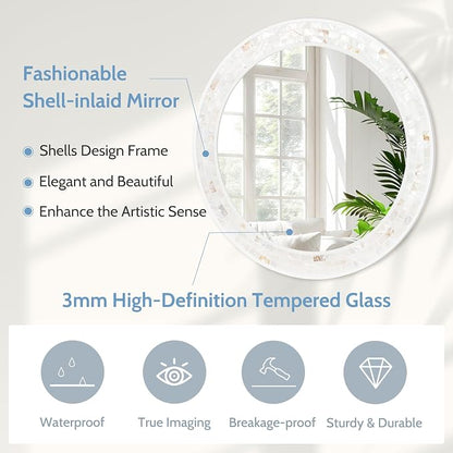 Tanmicoshomy Round Wall Mirror 24 Inch, Circle Mosaic Mirror - Image 4