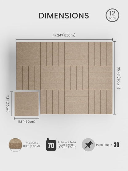 Bumusty Large Cork Board Alternative-48 x 36" Felt Bulletin Board Tiles - Image 2