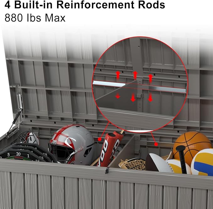 150 Gallon Outdoor Storage Box – Waterproof Deck Box for Patio & Garden,Light Brown