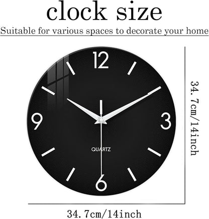XFM Black Simple Wall Clock14 Inch Kitchen Wall Clocks Battery Operated - Image 7