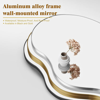 Itrue 26×46 Inch Gold Framed Irregular Tempered Glass Wall Mirror, Asymmetrical - Image 7