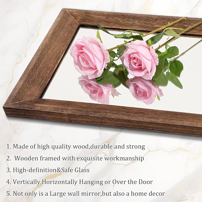 AAZZKANG Hanging Mirror Full Length Retro Large Wooden Framed Full Body Mirrors - Image 3
